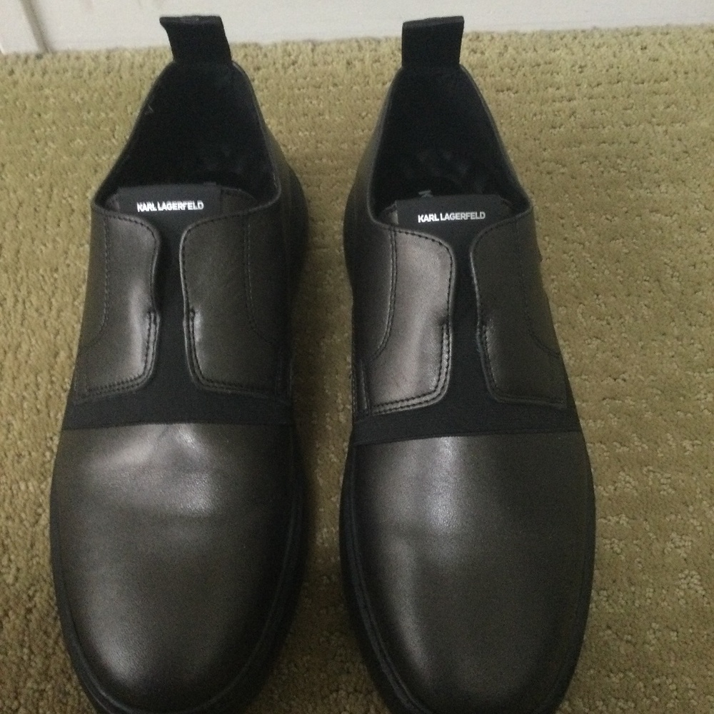 Karl Lagerfeld Paris Men slip on shoes. Size 9. Color Silver Metallic.